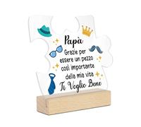 Putuo Decor Targa Decorativa in Acrilico per Papà Frase "Grazie per Essere un Pezzo Così Importante della Mia Vita Ti Voglio Bene" Regalo Affettuoso per Papà Decorazione da Tavolo con Icone Divertenti