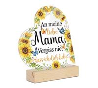 Putuo Decor Targa in acrilico con base in legno - "An meine liebe Mamma, non dimenticare mai che ti amo" - Girasoli e farfalle - Regalo per mamme (An meine liebe Mama)