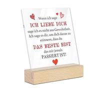 Putuo Decor Targa in acrilico con base in legno - Messaggio "Ti amo" - Regalo romantico per partner, anniversario o San Valentino, dichiarazione d'amore decorativa
