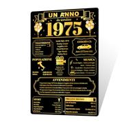 Putuo Decor Targa in Alluminio "Un Anno da Ricordare 1975", Regalo di Compleanno Unico, Pannello Vintage 30x20 cm per Parete