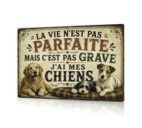 Putuo Decor Targa in alluminio vintage con cani Vita imperfetta, decorazione da parete retrò per ingresso salotto corridoio idea regalo per proprietario del cane per casa, 30 x 20 x 0,09 cm