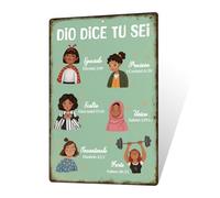 Putuo Decor Targa Ragazze Biblica - Dio Dice tu Sei - Decorazione murale Cristiana per camerette Femminili, Scuola domenicale o Ambienti Religiosi