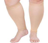 PUTUO Polpaccera Compressione Uomo Donna: Calze Compressione per Polpaccio Senza Piede Taglie Grandi - 20-30 mmHg per Corsa Sport Vene Varicose Gonfiore 1 Paia Beige M