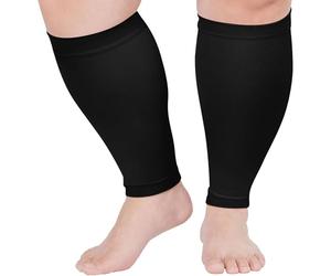 PUTUO Polpaccera Compressione Uomo Donna: Calze Compressione per Polpaccio Senza Piede Taglie Grandi - 20-30 mmHg per Corsa Sport Vene Varicose Gonfiore 1 Paia Nero L