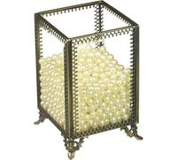PuTwo - Organizer per trucco vintage, con perle bianche, piccolo