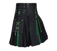Puupaa Kilt tradizionale scozzese medievale da uomo, gonna a pieghe con tasca per primavera, autunno inverno (3XL verde)