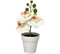 Puupaa Phalaenopsis artificiale per orchidea, vaso da 18 cm, realistico | Dettagli realistici, 3 teste di fiori, design elegante, altezza 18 cm, perfetta come decorazione da tavolo