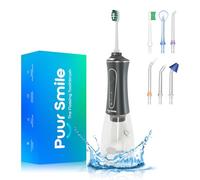 Puur Smile Idropulsore professionale - Cura dentale avanzata per bocca, gengive e denti più sani - Impermeabile IPX7, 4 punte di ricambio, facile da trasportare, ricaricabile -