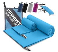 PUWOWYE Asciugamano Microfibra Set di 2, Asciugamano Palestra Grande 160x80 cm + Asciugamano Piccolo 80x40 cm, Telo Mare Microfibra Grande - Ottimale per Viaggio, Sport e Palestra