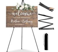 PUWOWYE Cavalletto Pittura 160 cm per Esposizione, Facilmente Ripiegabile, Telescopico da Pavimento per Matrimoni, Poster, Interni, Esterni, Nero