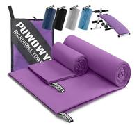 PUWOWYE Set di 2 Asciugamani in Microfibra - Grande 160x80 cm + Piccolo 80x40 cm, Telo Mare - Ottimale per Viaggio, Sport e Palestra