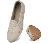 Puxowe Scarpe basse da donna ballerina scarpe rotonde a maglia abito scarpe a cuneo basso slip on ballerina walking flats scarpe per le donne comode morbide, cachi, 35.5 EU