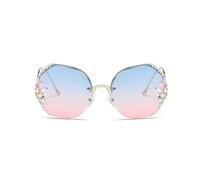 PUXZYAX Occhiali da sole senza montatura retrò di lusso da | oversize Occhiali da sole UV400 da curvi da donna