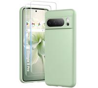 PuyaTeya 3 in 1 Custodia per Google 8 Pro, con 2 Vetri Temperati 9H e una Cover Antiurto in Microfibra Morbida per Google 8 Pro [Resistente ai Graffi] [Anti-abrasione] (Verde)