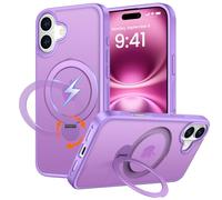 PuyaTeya Custodia Magnetica per iPhone 16 con rotazione 360° compatibile Magnetica[Texture antiscivolo] [Supporto invisibile] - Custodia per iPhone 16(Roland Viola)