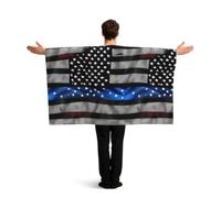 PUYhgb American Blue Line Flag Print Indossabile Flag Manto, Free Movement Flag Costume per la visualizzazione di partite & Street Party