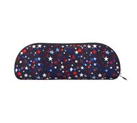 PUYhgb Borsa a semicerchio con stampa a stelle rosse e blu, borsa portaoggetti con cerniera, organizer portatile per matite e cosmetici per lavoro, Argento, One Size, Valigia