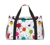 PUYhgb Borsa da viaggio con stampa astratta con schizzi di vernice, borsa da viaggio per la notte, borsa portatile a tracolla e a mano per sport all'aria aperta