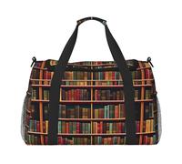 PUYhgb Borsa da viaggio con stampa di libri da biblioteca, borsone da notte, borsa a tracolla portatile per sport all'aria aperta