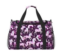 PUYhgb Borsa da viaggio con stampa di unicorni, borsa da viaggio per la notte, borsa portatile a mano e borsa a tracolla per sport all'aria aperta