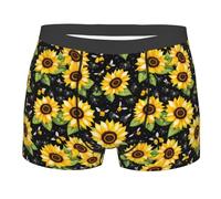 PUYhgb Boxer da uomo con stampa di api girasole,Boxer da uomo elasticizzati,Biancheria intima elastica in vita per un comfort tutto il giorno, Nero , XXL