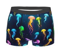 PUYhgb Boxer da uomo con stampa oceano meduse, boxer elasticizzati da uomo, biancheria intima elastica in vita per un comfort tutto il giorno, Nero , M