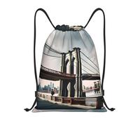 PUYhgb Brooklyn Bridge S Print Zaino pieghevole con coulisse, borsa da palestra per allenamento, viaggi, yoga e uso quotidiano, Nero , M, Zaino da viaggio