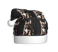 PUYhgb Cappello da Babbo Natale con orecchie lunghe con stampa bulldog francese, accessorio per le vacanze, cappello di Natale per feste e spettacoli teatrali