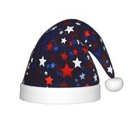 PUYhgb Cappello di Natale unisex con stampa a stelle rosse, blu, cappello natalizio ideale per Natale, cosplay