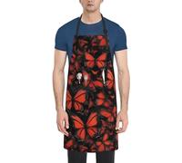 PUYhgb Grembiule regolabile con stampa di farfalle monarca, con 2 tasche collegate, grembiule da giardinaggio per chef, artisti e uso domestico