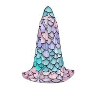 PUYhgb Mantella con cappuccio unisex con stampa sirena, colore rosso e viola, regalo premuroso per Halloween, amanti del cosplay, feste a tema