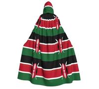 PUYhgb Mantello con cappuccio e papillon per adulti, con stampa bandiera del Kenya, per Halloween, cosplay, dolcetto o scherzetto