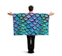 PUYhgb Mantello da sirena con stampa a squame di pesce, mantello indossabile, bandiera per la visualizzazione delle partite e feste in strada