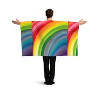 PUYhgb Mantello indossabile della bandiera della stampa della striscia di colore dell'arcobaleno, costume della bandiera del movimento libero per la visualizzazione della partita e la festa di strada