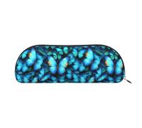 PUYhgb Molte tasche a semicerchio blu con stampa a farfalla, borsa portaoggetti con cerniera, organizer portatile per matite e cosmetici per lavoro, Argento, One Size, Valigia