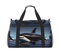 PUYhgb Orca Killer Whale Print Borsa da viaggio per la notte, borsa da viaggio portatile, borsa a tracolla per sport all'aria aperta