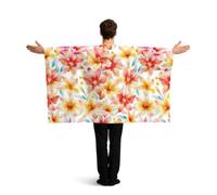 PUYhgb Peach Peony Print Wearable Flag Cape, Free Movement Flag Costume per la visualizzazione delle partite e festa di strada