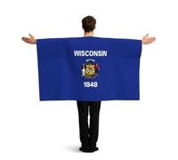PUYhgb Wisconsin, mantello indossabile con bandiera dello Stato, costume con bandiera per la visualizzazione delle partite e feste in strada