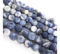 PUYUNA Perline di pietra naturale con venature blu satinato opaco, perline distanziatrici rotonde for la creazione gioielli, accessori fai da te, 4/6/8/10/12 mm, 6, circa 62 pezzi