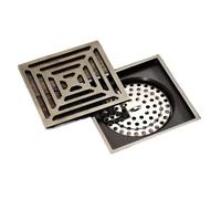 PUYUNA Scarico a Pavimento, Quadrato retrò alla Moda Bagno Pavimento Doccia scarichi in Ottone Scarico Deodorante Bagno Doccia Pavimento Bagno Tappo