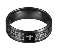 PUYYDS 8mm Croce Religiosa Gesù Scrittura Cristiana Bibbia Versetto Ispirazione Fede Anelli in Acciaio Inossidabile per Donna Uomo Gioielli Regali