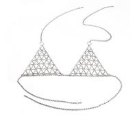 PUYYDS Bikini Sexy dei Gioielli, Catena del Seno di Nuova Moda Argento, Catena della Biancheria del Reggiseno delle Signore del Metallo del Triangolo Geometrico retrò di personalità