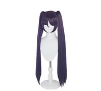 PUYYDS Gioco Genshin Impact Mona Megistus Parrucca Cosplay Riflessione Astrale 90 cm Parrucca Doppia Coda Viola