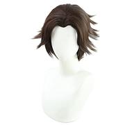 PUYYDS Gioco LOL Arcane Viktor Parrucca Cosplay The Machine Herald Viktor Parrucche Sintetiche per Capelli Corti Marroni Resistenti al Calore + Cappuccio per Parrucca
