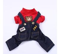 PUYYDS New Pet Tuta Pagliaccetti Cane Felpa con Cappuccio Denim Cappotto T-Shirt Gatto Cucciolo Giacca Autunno/Inverno Abbigliamento Abbigliamento