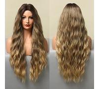 PUYYDS Parrucche Sintetiche Lunghe Ondulate Ombre Marrone Viola per Le Donne Parrucche per Capelli Lolita Naturali Resistenti al Calore per la Parte Centrale