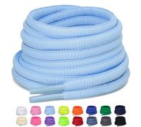 Puzeam 2 Paia Lacci Ovali per Scarpe Sportive, larghezza 6mm, Mezzi Lacci Rotondi per Sneakers, 16 Colori Stringhe per Scarpe da Corsa e Stivali - Azzurro 140