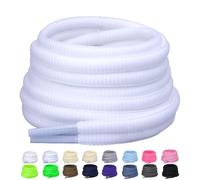 Puzeam 2 Paia Lacci Ovali per Scarpe Sportive, larghezza 6mm, Mezzi Lacci Rotondi per Sneakers, 22 Colori Stringhe per Scarpe da Corsa e Stivali - Bianco Puro 140
