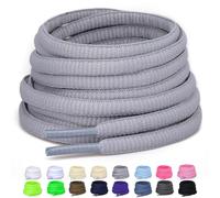 Puzeam 2 Paia Lacci Ovali per Scarpe Sportive, larghezza 6mm, Mezzi Lacci Rotondi per Sneakers, 22 Colori Stringhe per Scarpe da Corsa e Stivali - Grigio Chiaro 140