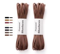 Puzeam 2 Paia Lacci per Scarpe Rotondi Cerati Eleganti, Lacci Sottili Stringhe per Scarpe - Diametro 3mm - Marrone 110